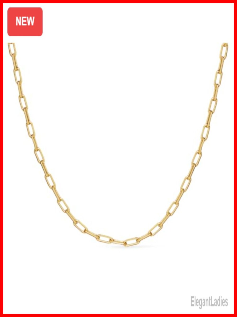 14K Gold Plated Link Chain Necklace Adjustable Cable Lobster Clasp